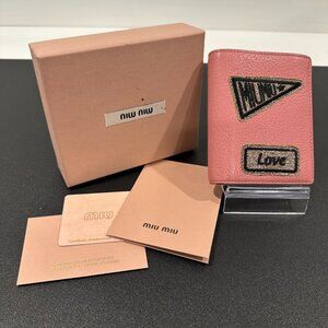 Miu Miu Pink Patch Leather Folded Wallet (JB1408)